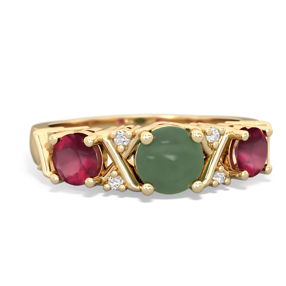 Jade Hugs And Kisses 14K Yellow Gold ring R5016