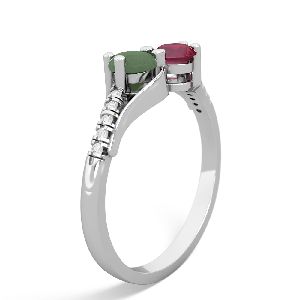 Jade Infinity Pave Two Stone 14K White Gold ring R5285