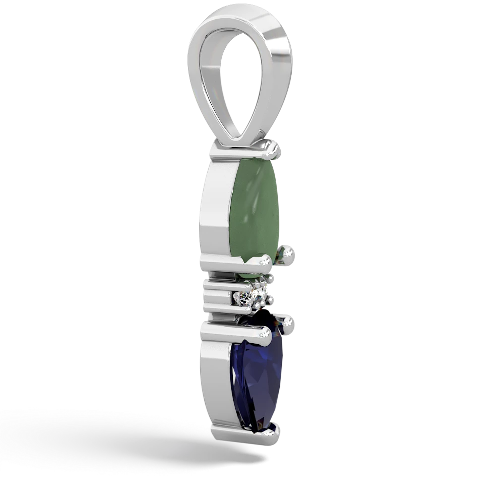 Jade Bowtie Drop 14K White Gold pendant P0865