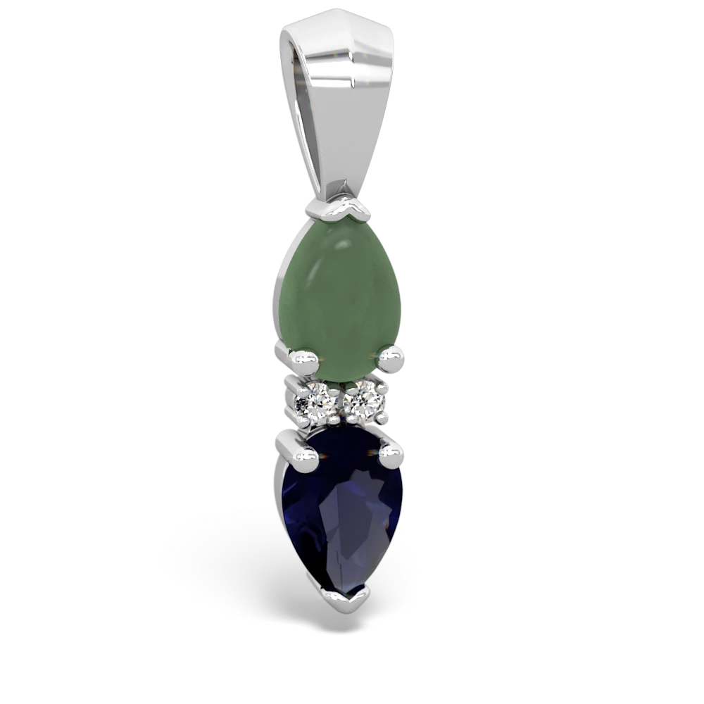 Jade Bowtie Drop 14K White Gold pendant P0865