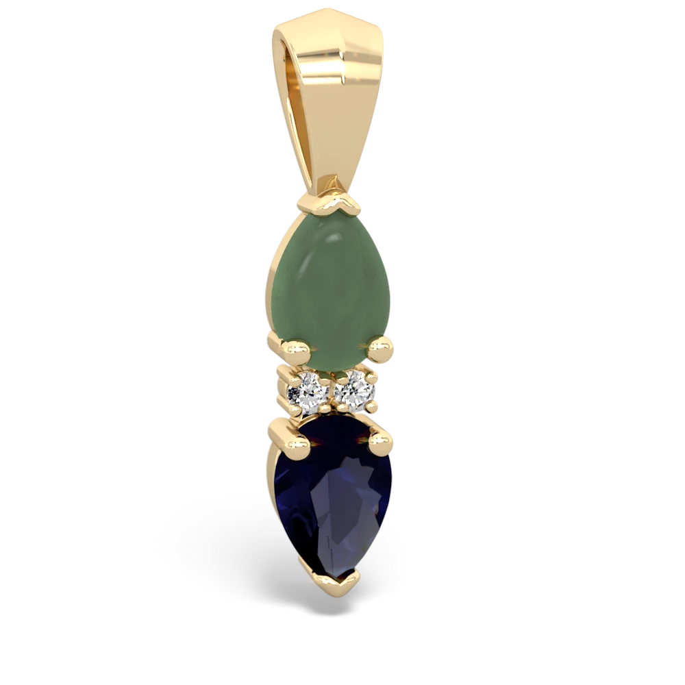 Jade Bowtie Drop 14K Yellow Gold pendant P0865