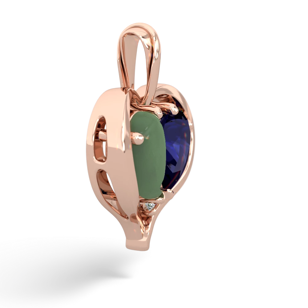 Jade Two Become One 14K Rose Gold pendant P5330