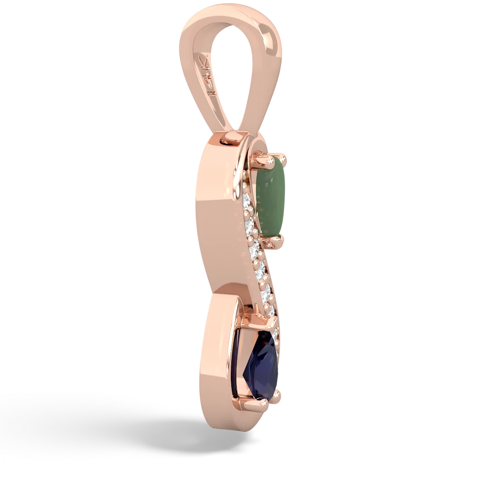 Jade Diamond Infinity 14K Rose Gold pendant P5390