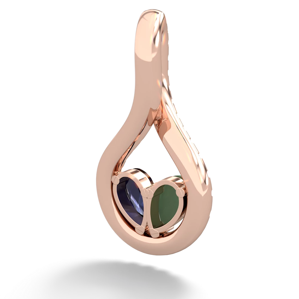 Jade Pave Twist 'One Heart' 14K Rose Gold pendant P5360