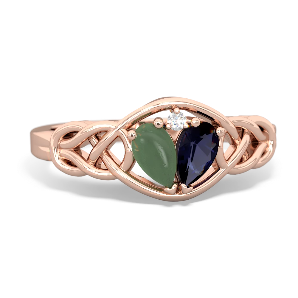 Jade Celtic Love Knot 14K Rose Gold ring R5420