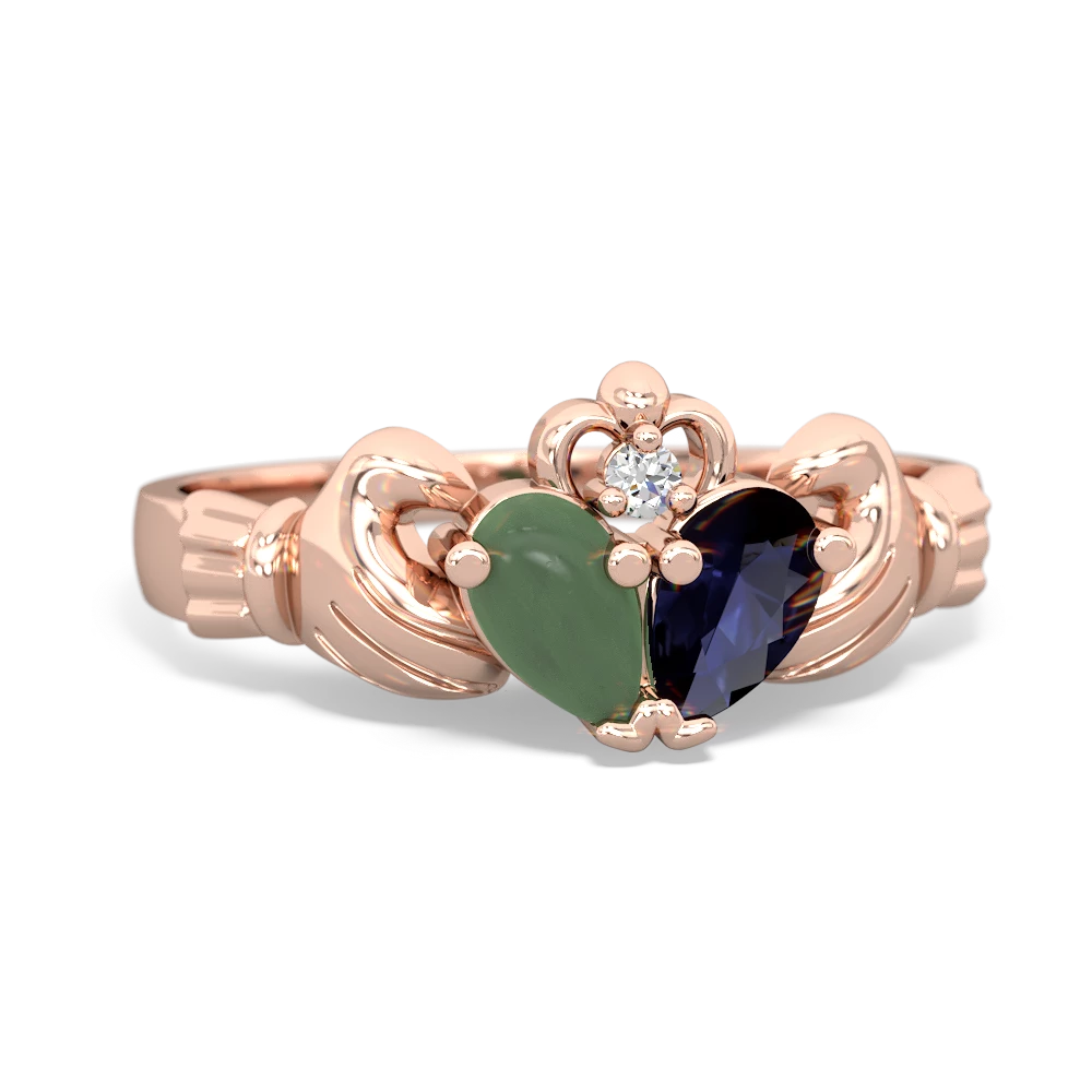 Jade 'Our Heart' Claddagh 14K Rose Gold ring R2388