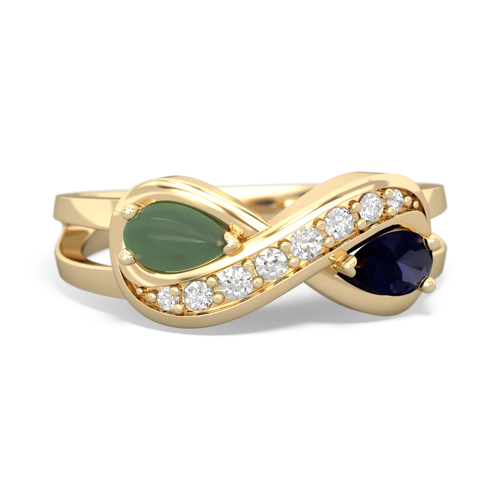 Jade Diamond Infinity 14K Yellow Gold ring R5390