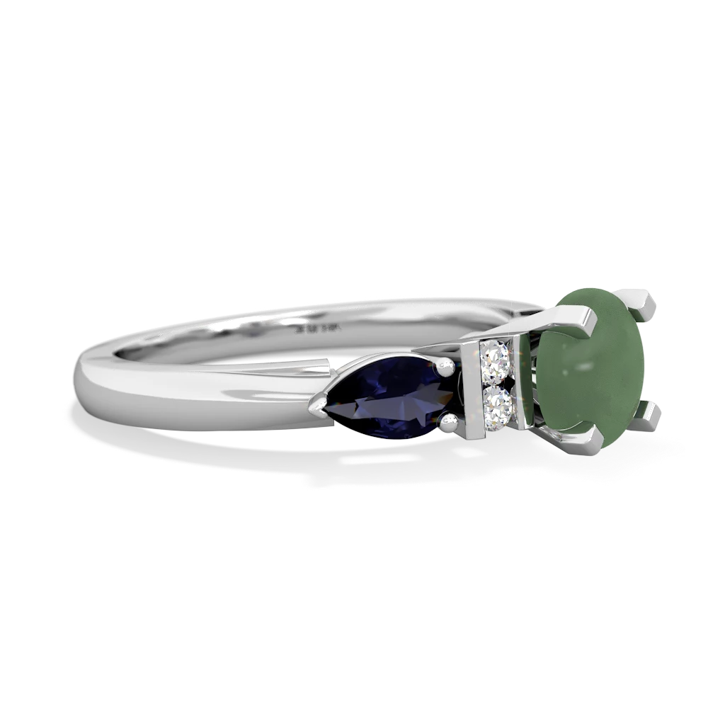 Jade 6Mm Round Eternal Embrace Engagement 14K White Gold ring R2005