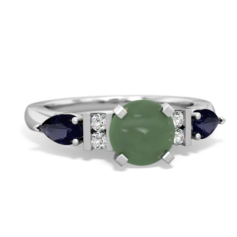 Jade 6Mm Round Eternal Embrace Engagement 14K White Gold ring R2005