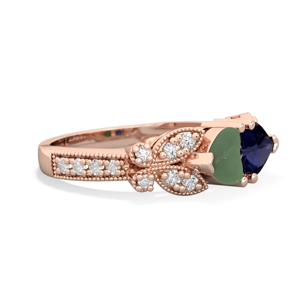 Jade Diamond Butterflies 14K Rose Gold ring R5601