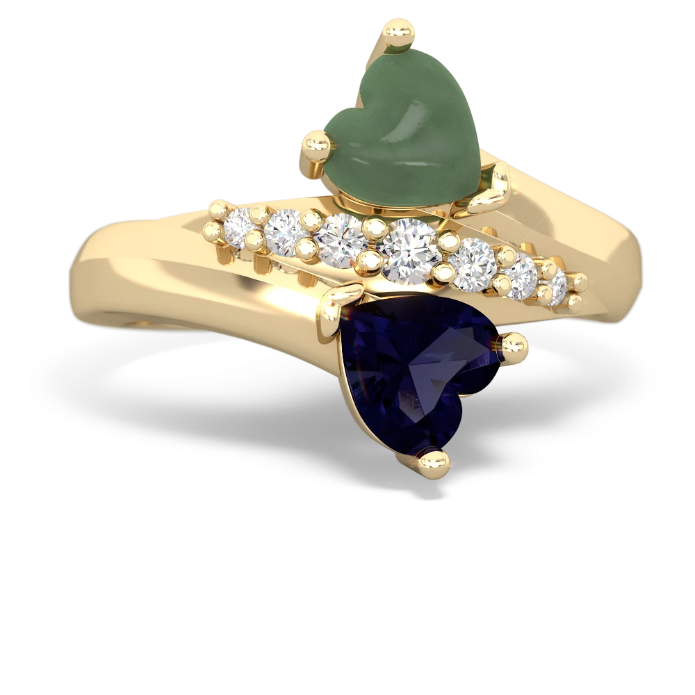 Jade Heart To Heart 14K Yellow Gold ring R2064