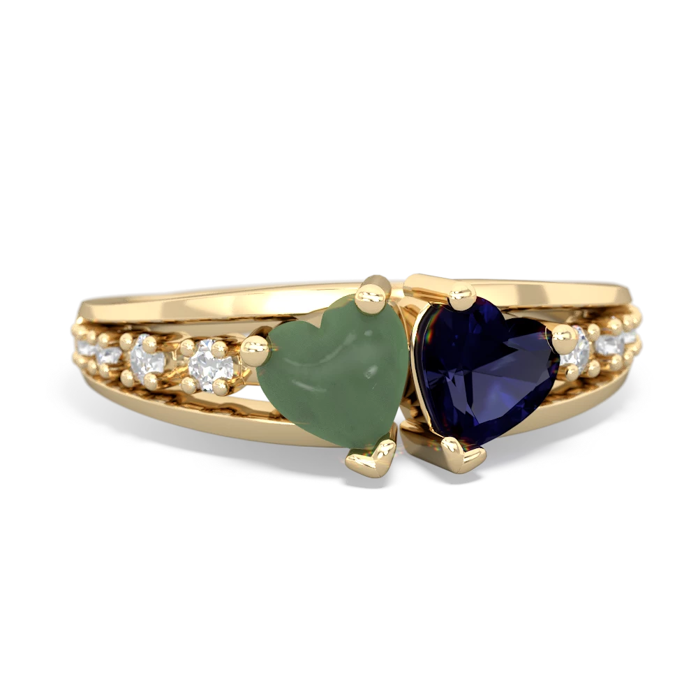 Jade Heart To Heart 14K Yellow Gold ring R3342