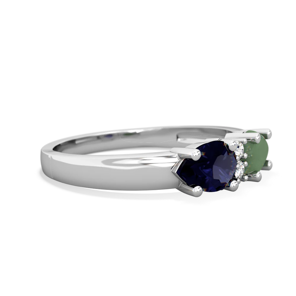 Jade Pear Bowtie 14K White Gold ring R0865