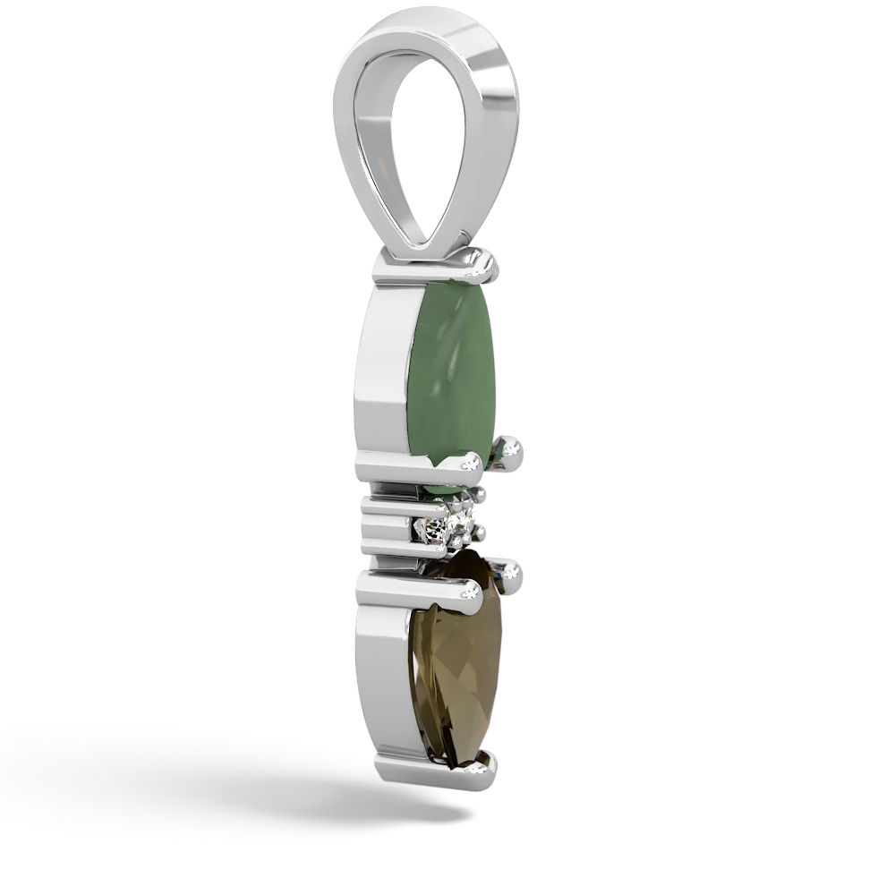 Jade Bowtie Drop 14K White Gold pendant P0865