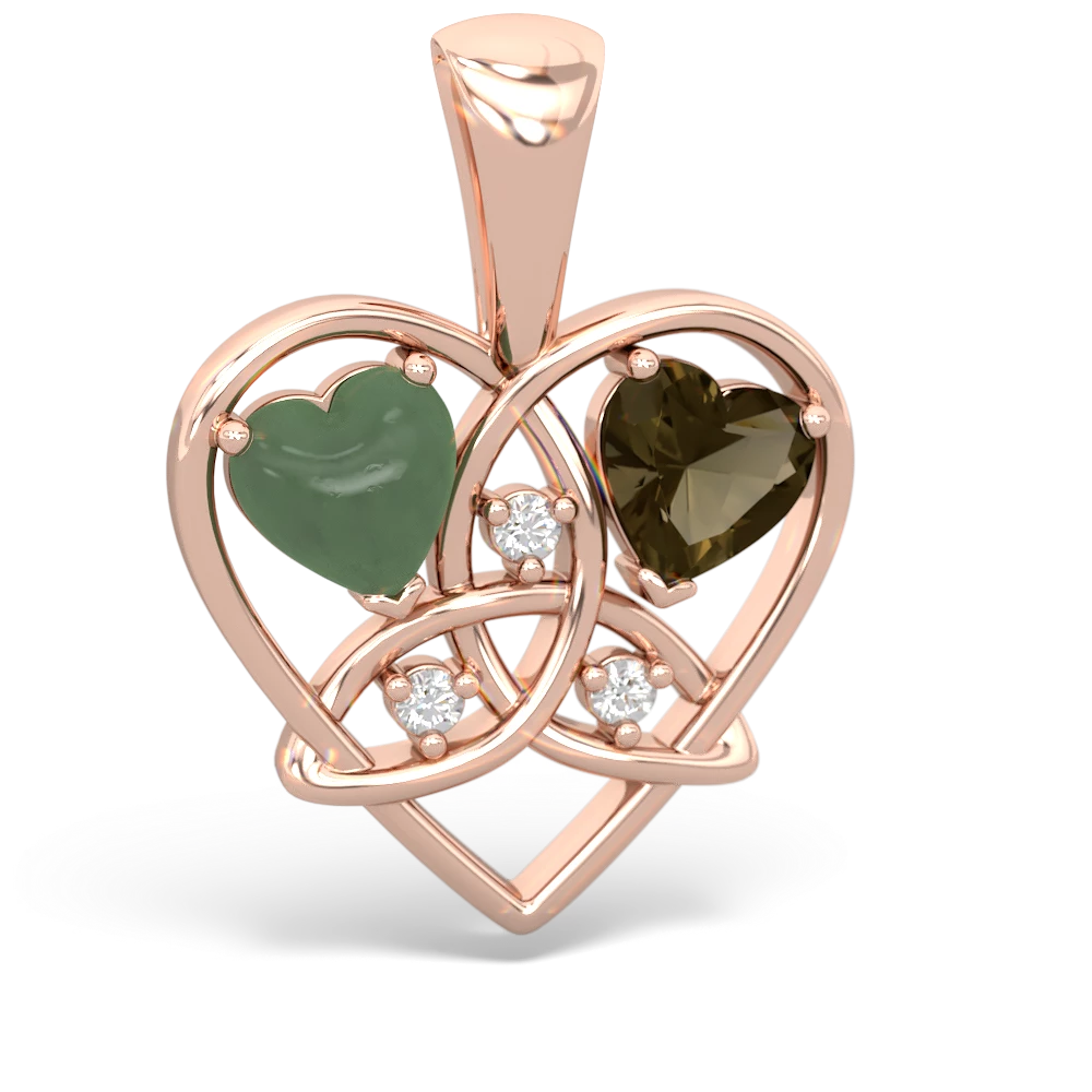 Jade Celtic Trinity Heart 14K Rose Gold pendant P5331