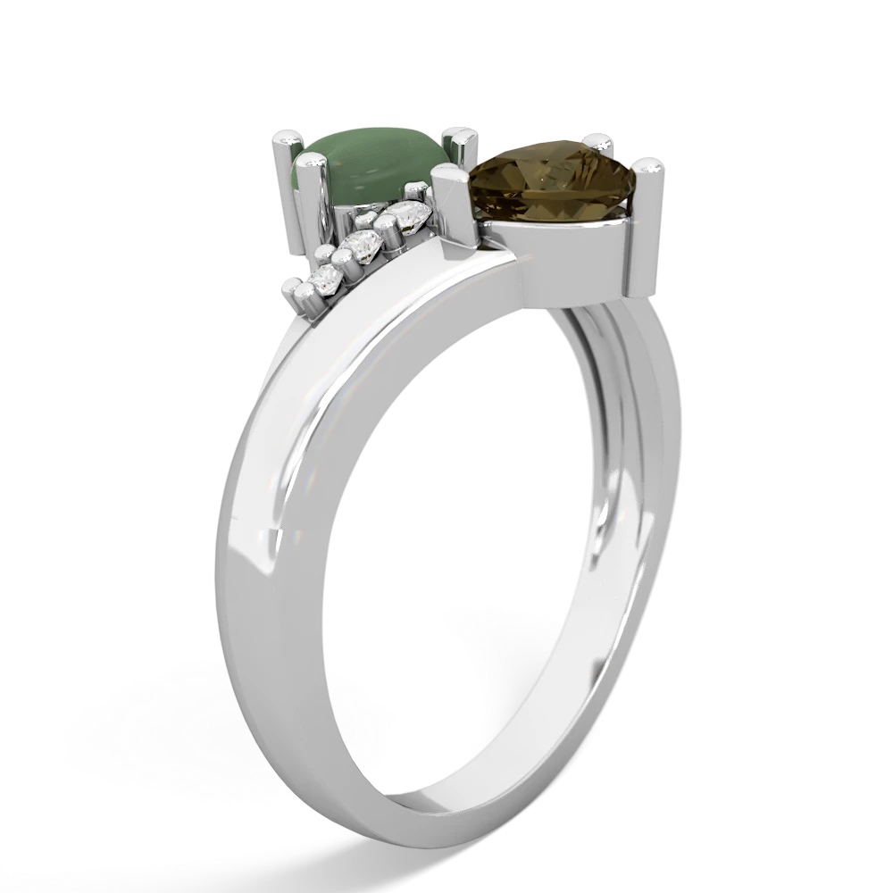 Jade Heart To Heart 14K White Gold ring R2064