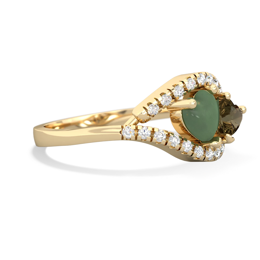 Jade Mother And Child 14K Yellow Gold ring R3010