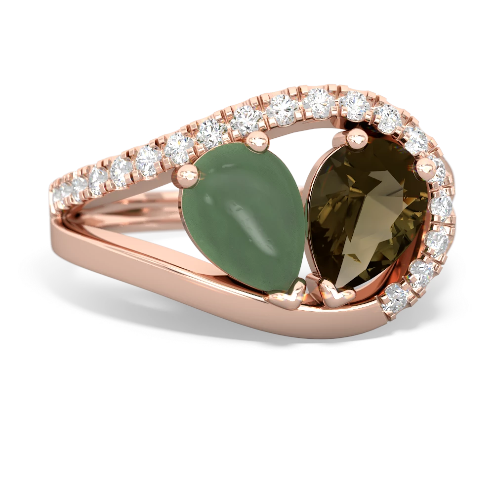 Jade Nestled Heart Keepsake 14K Rose Gold ring R5650