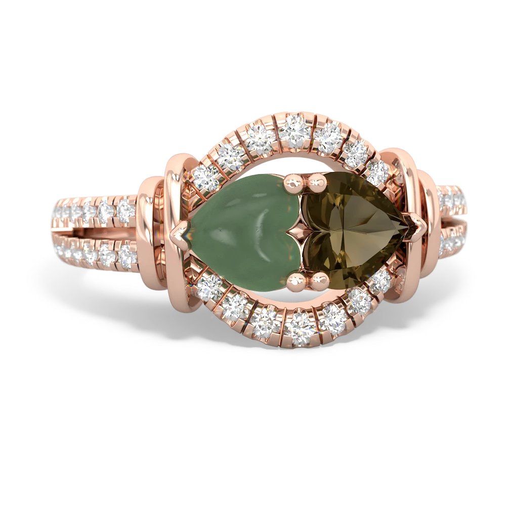 Jade Art-Deco Keepsake 14K Rose Gold ring R5630