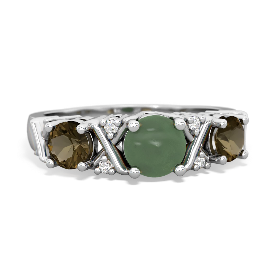 Jade Hugs And Kisses 14K White Gold ring R5016