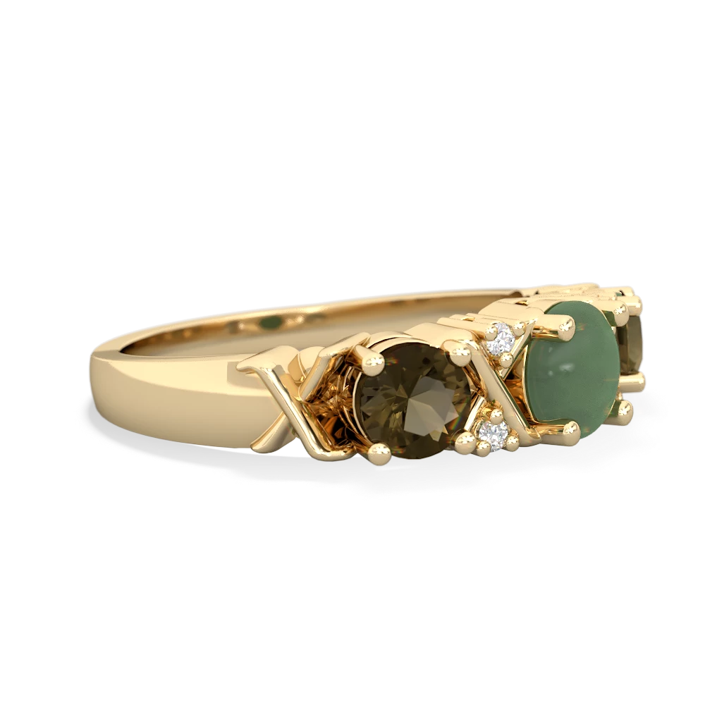 Jade Hugs And Kisses 14K Yellow Gold ring R5016