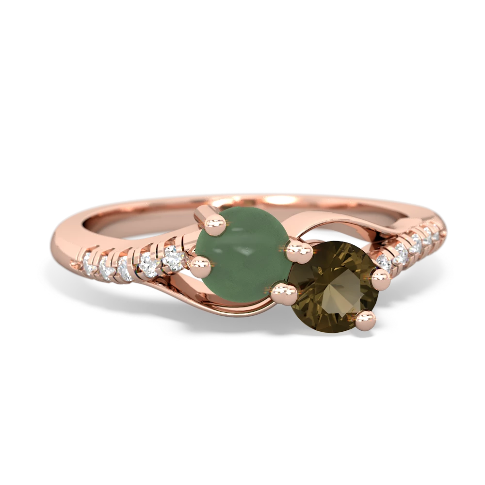 Jade Infinity Pave Two Stone 14K Rose Gold ring R5285