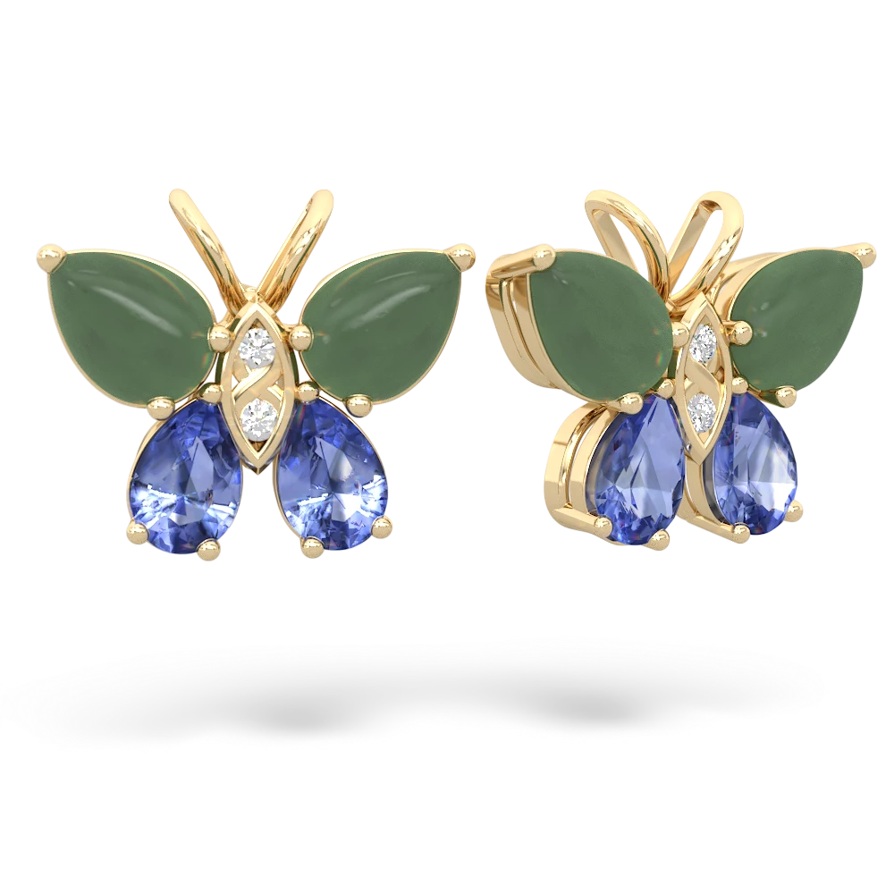 Jade Butterfly 14K Yellow Gold earrings E2215