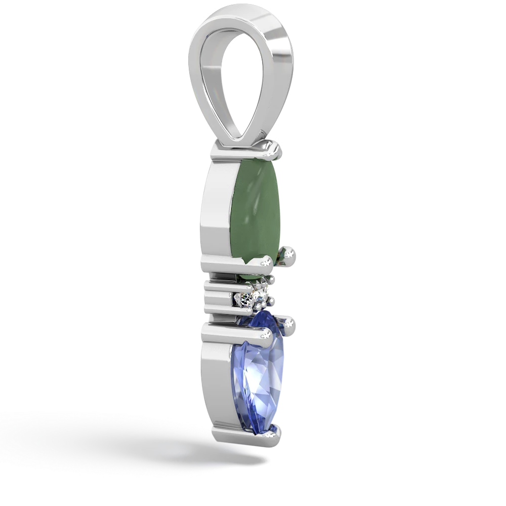 Jade Bowtie Drop 14K White Gold pendant P0865