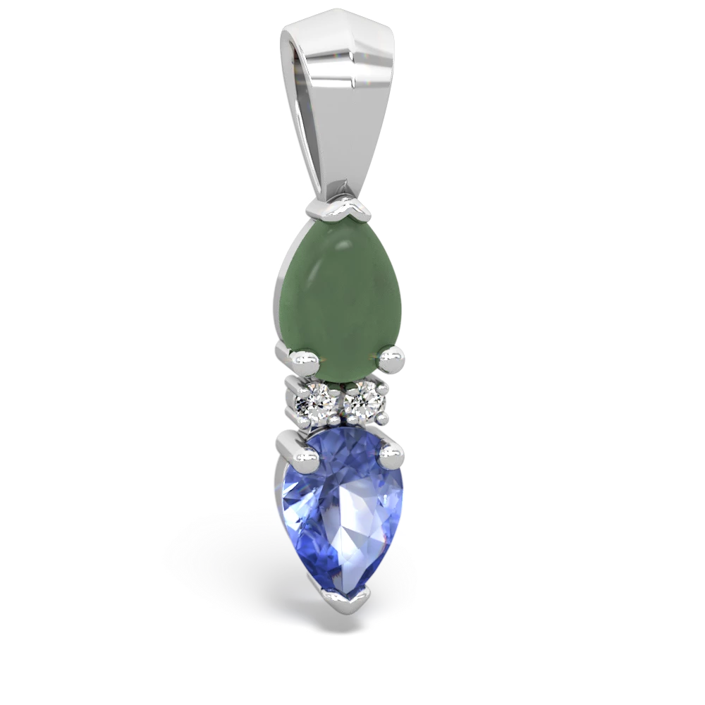 Jade Bowtie Drop 14K White Gold pendant P0865