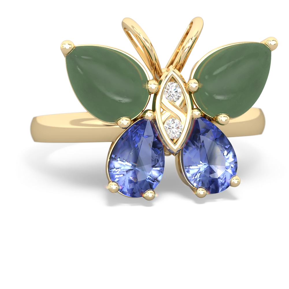 Jade Butterfly 14K Yellow Gold ring R2215