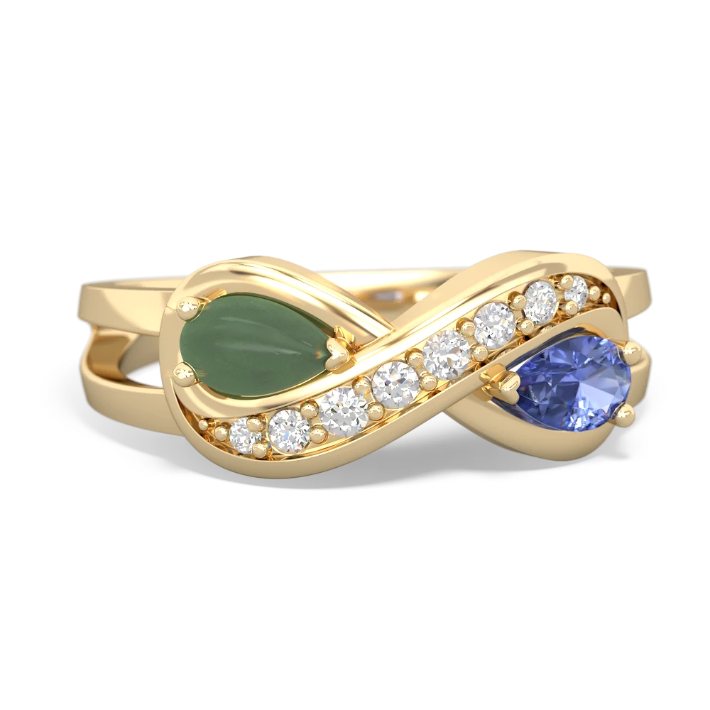 Jade Diamond Infinity 14K Yellow Gold ring R5390