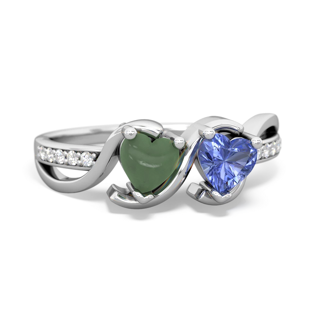 Jade Side By Side 14K White Gold ring R3090