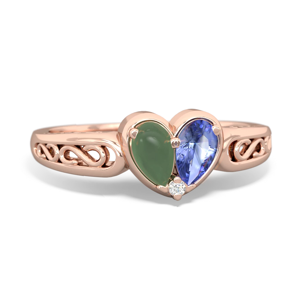 Jade Filligree 'One Heart' 14K Rose Gold ring R5070