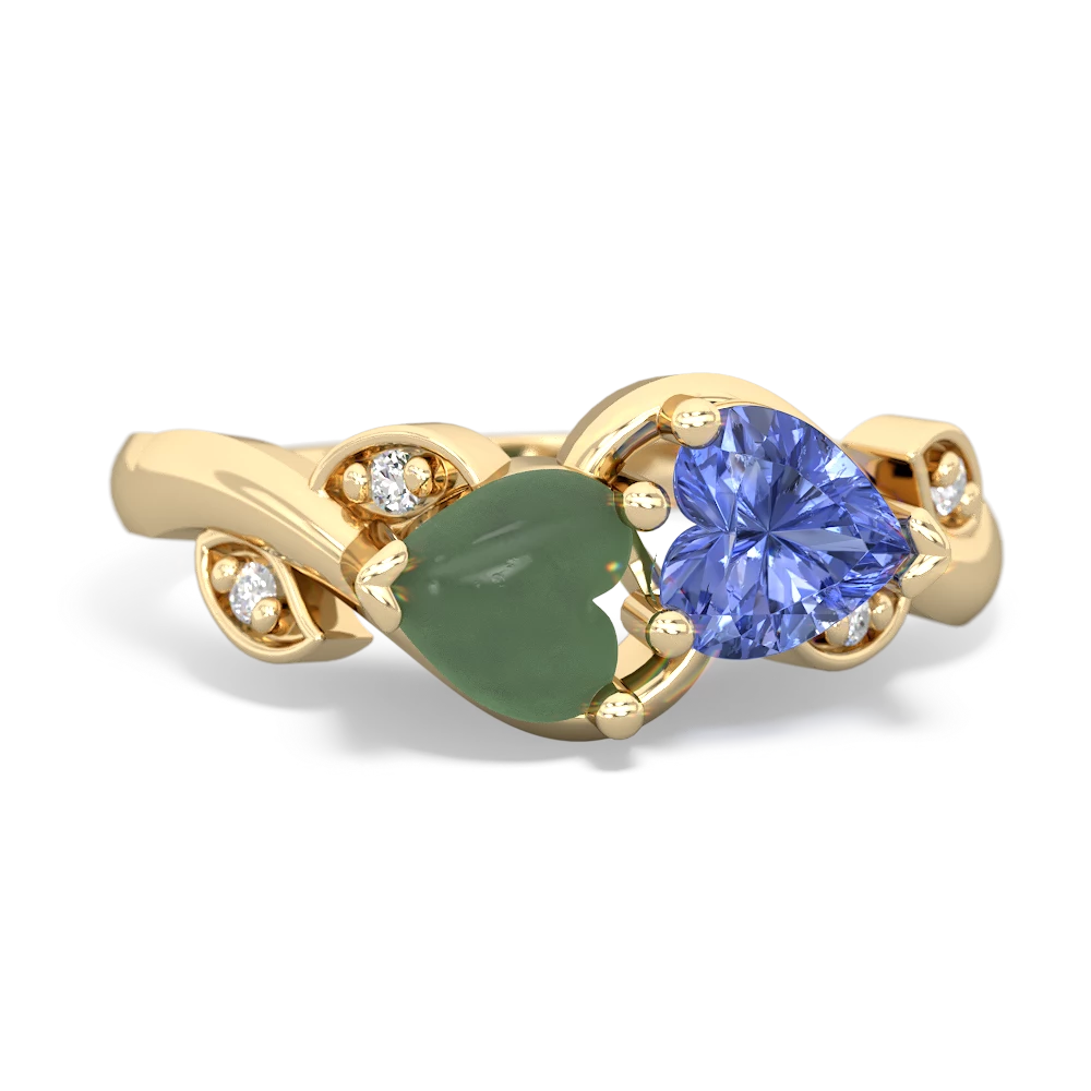 Jade Floral Elegance 14K Yellow Gold ring R5790