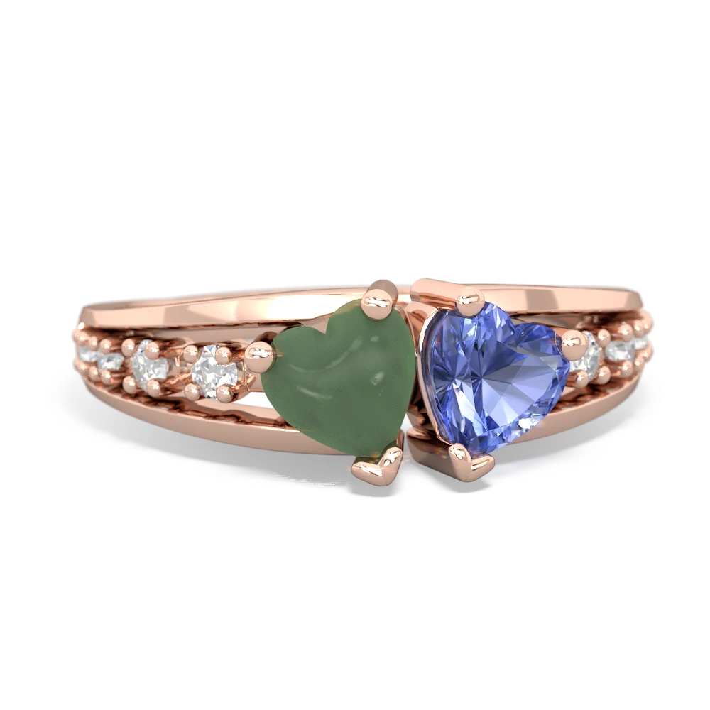 Jade Heart To Heart 14K Rose Gold ring R3342