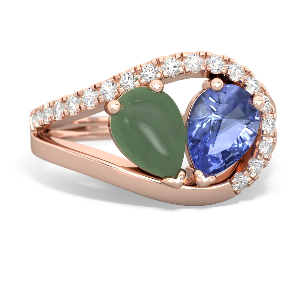 Jade Nestled Heart Keepsake 14K Rose Gold ring R5650