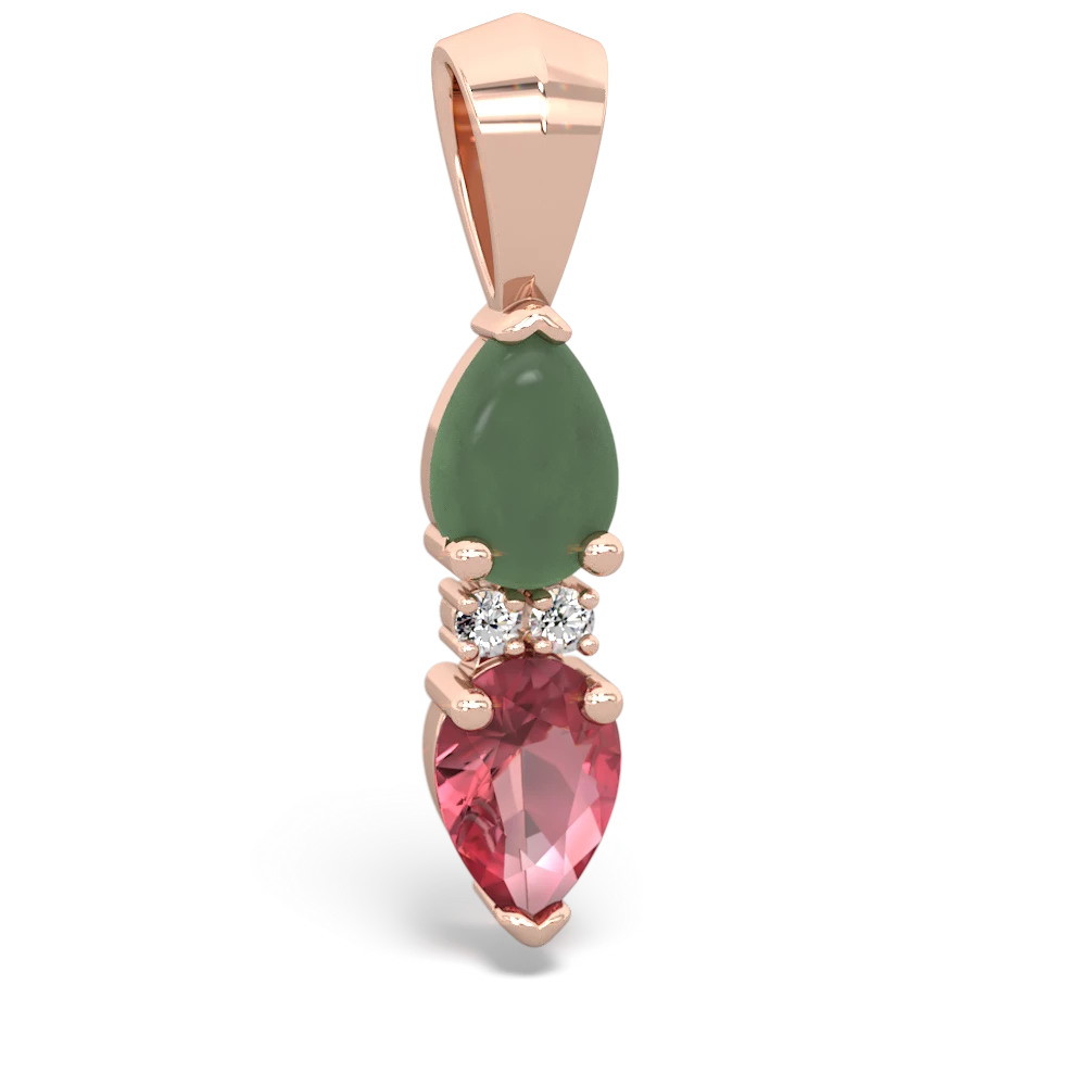 Jade Bowtie Drop 14K Rose Gold pendant P0865