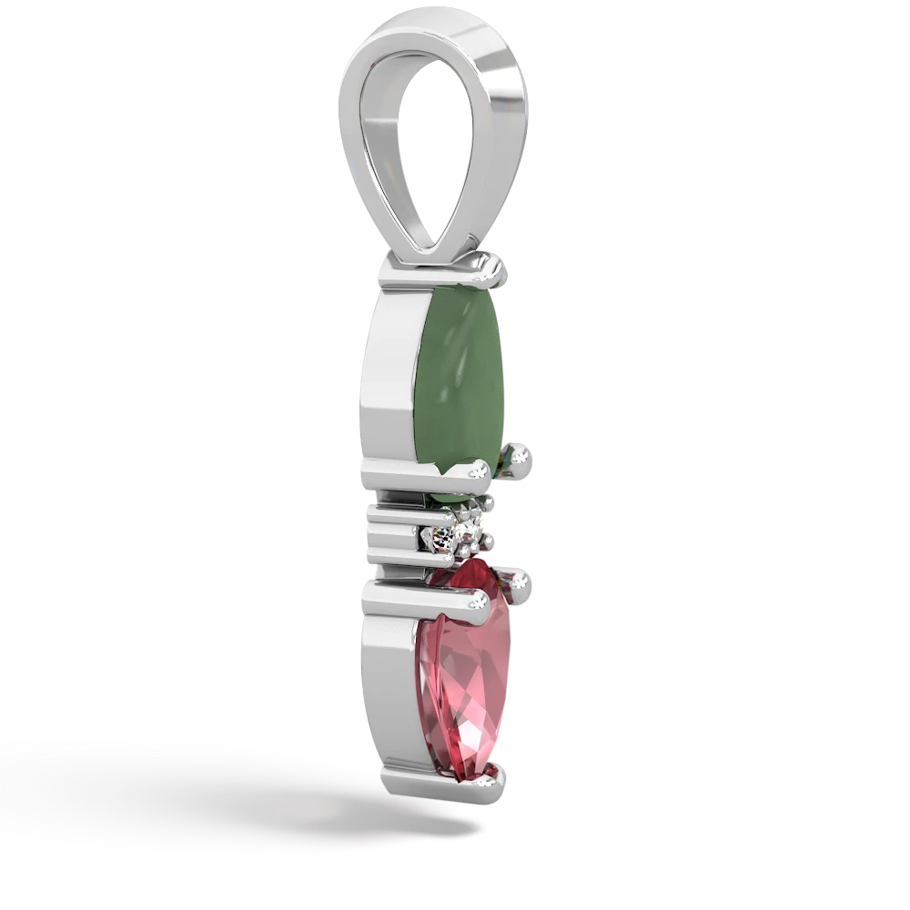 Jade Bowtie Drop 14K White Gold pendant P0865