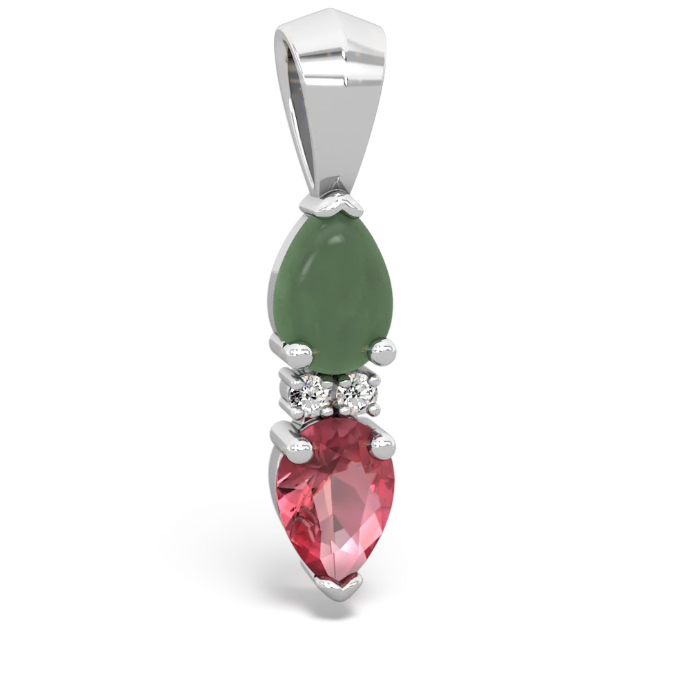 Jade Bowtie Drop 14K White Gold pendant P0865