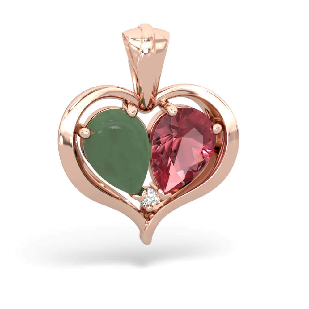 Jade Two Become One 14K Rose Gold pendant P5330