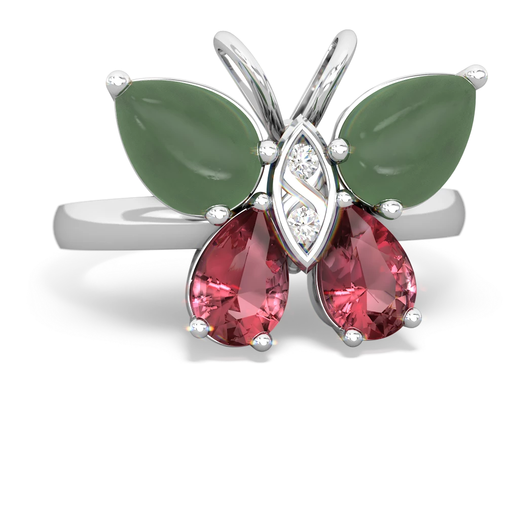 Butterfly Rings October Birthstone Tourmaline Pink 925 Sterling Silver