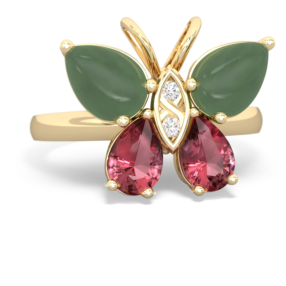 Jade Butterfly 14K Yellow Gold ring R2215