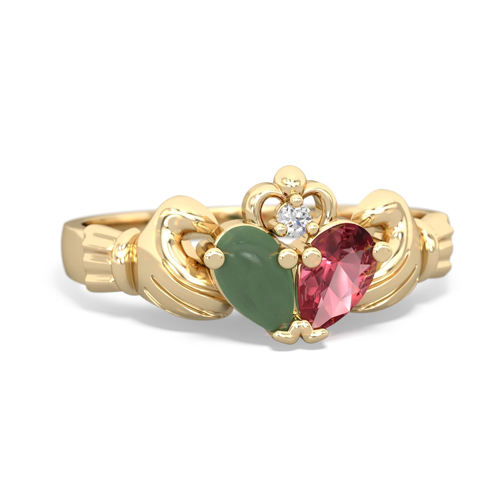 Jade 'Our Heart' Claddagh 14K Yellow Gold ring R2388