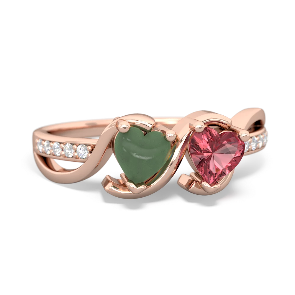 Jade Side By Side 14K Rose Gold ring R3090