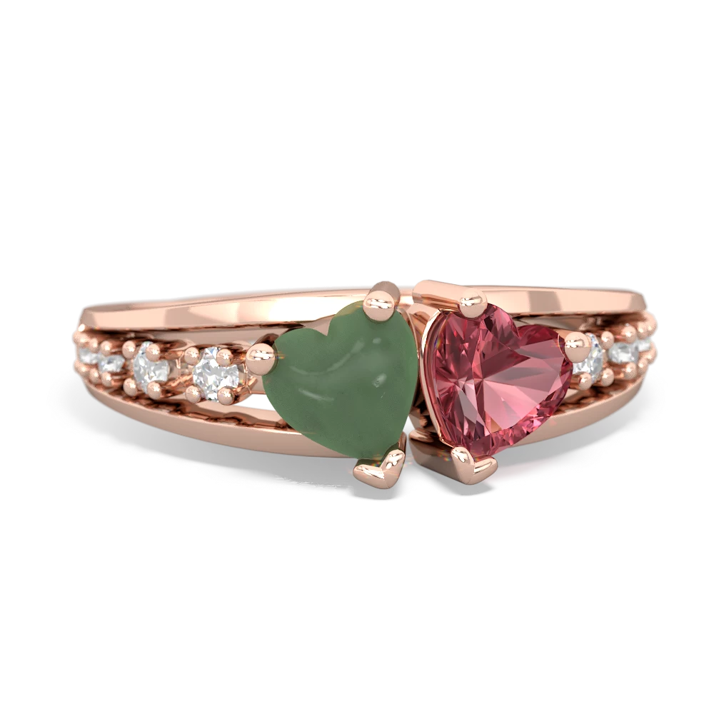 Jade Heart To Heart 14K Rose Gold ring R3342