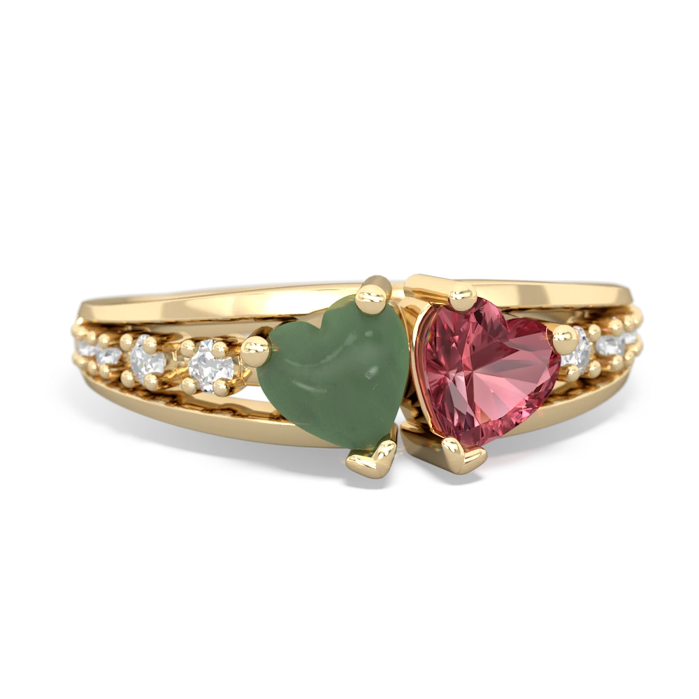 Jade Heart To Heart 14K Yellow Gold ring R3342