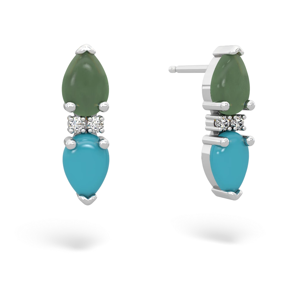 Jade Bowtie Drop 14K White Gold earrings E0865