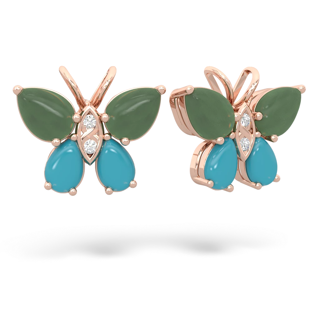 Jade Butterfly 14K Rose Gold earrings E2215