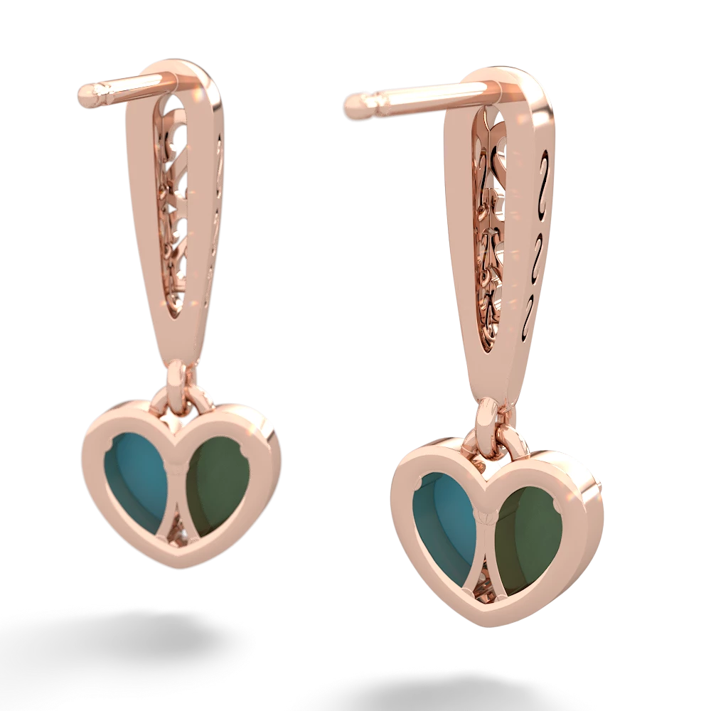 Jade Filligree Heart 14K Rose Gold earrings E5070