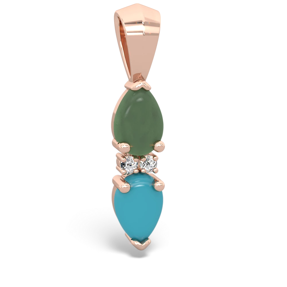 Jade Bowtie Drop 14K Rose Gold pendant P0865